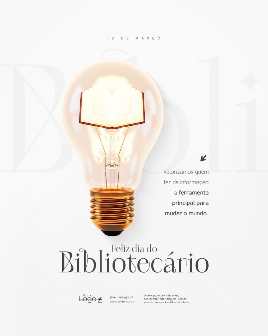 Post Dia do Bibliotecário 12 de Março PSD Editável