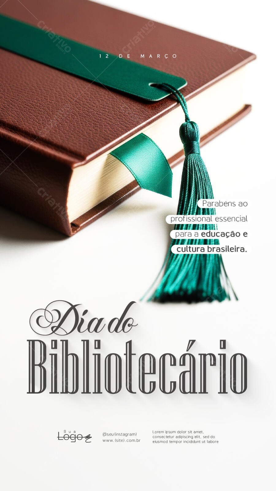 Story Dia do Bibliotecário 12 de Março PSD Editável