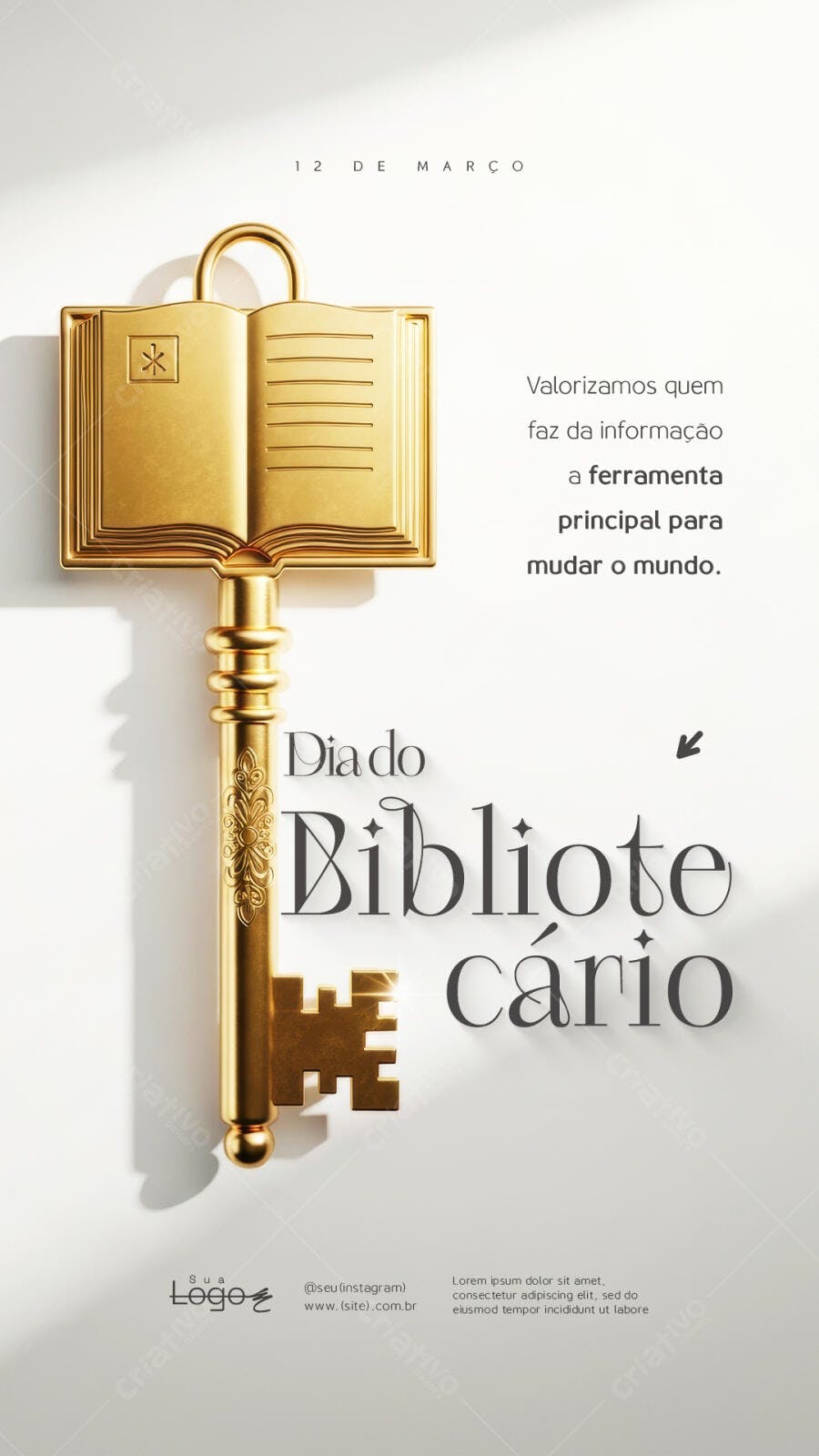Story Instagram Dia do Bibliotecário Março PSD Editável