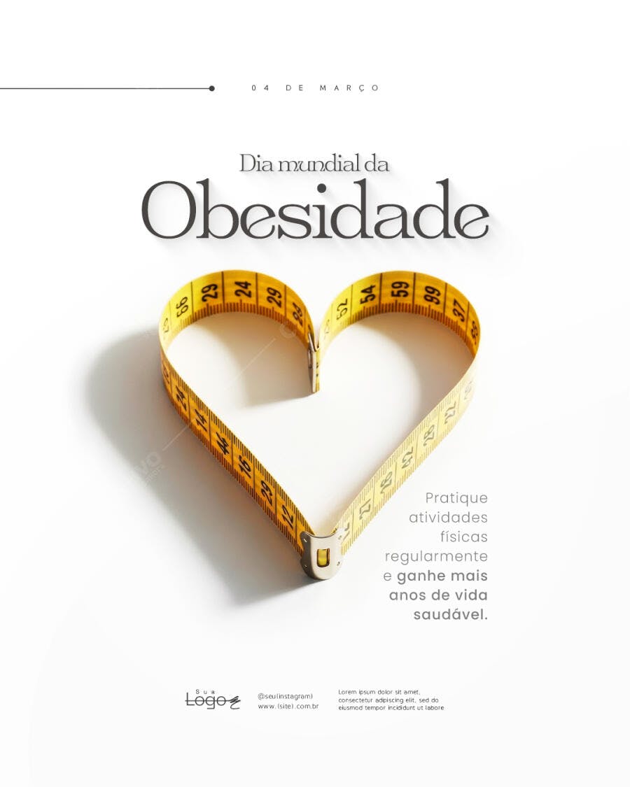 Post Instagram Dia Mundial da Obesidade Saúde PSD Editável
