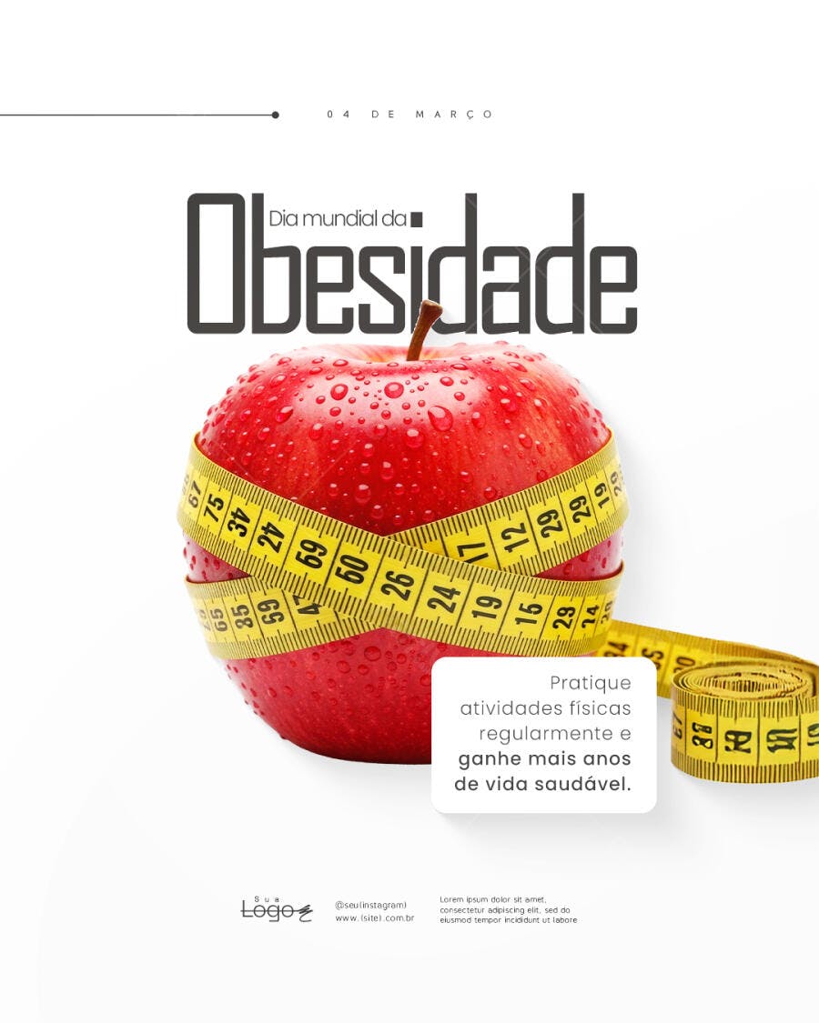 Post Dia Mundial Obesidade Saúde PSD Editável