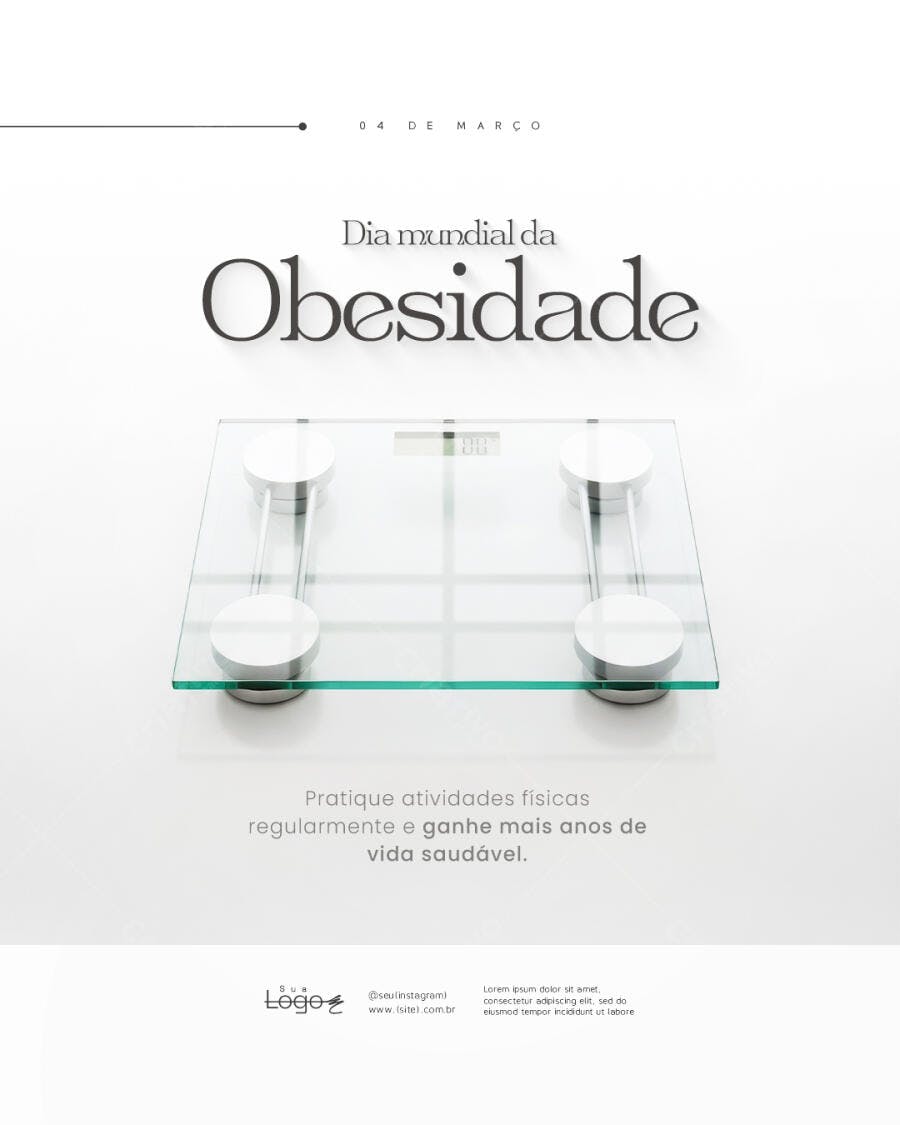 Post Dia Mundial da Obesidade Saúde Fitness PSD Editável