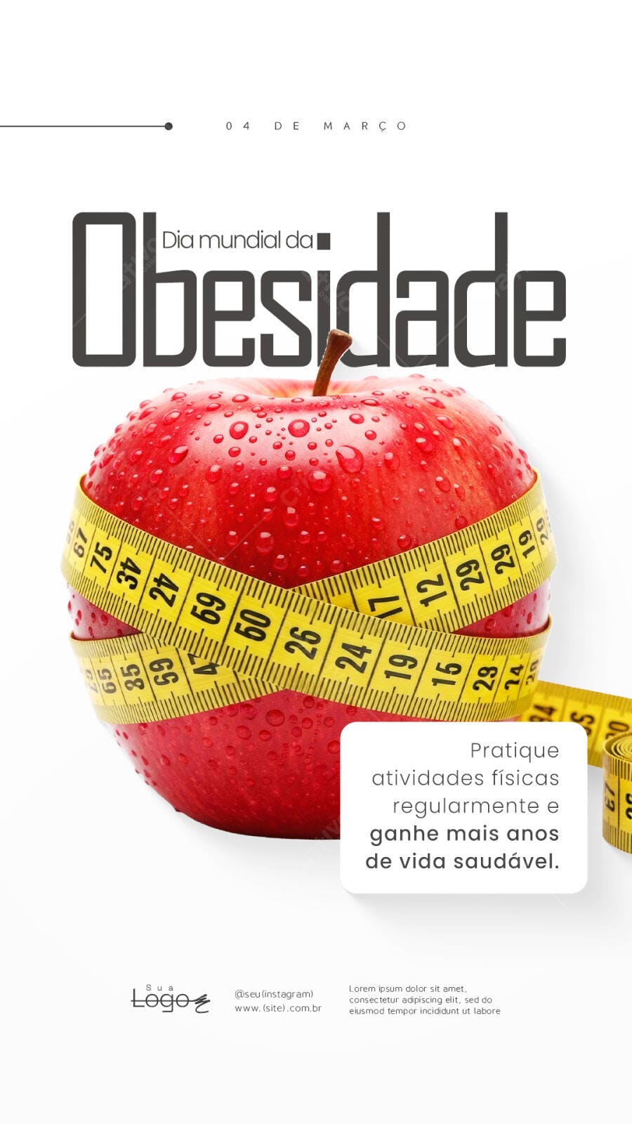 Post Instagram Dia Mundial da Obesidade Saúde PSD Editável