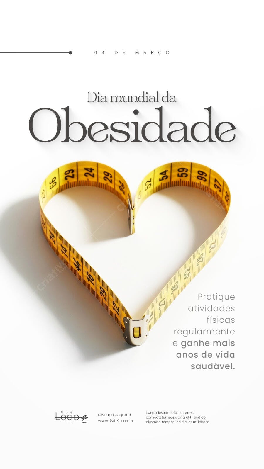 Story Dia Mundial da Obesidade Saúde Março PSD Editável