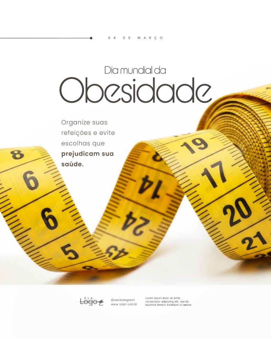 Post Instagram Dia Mundial da Obesidade Saúde PSD Editável