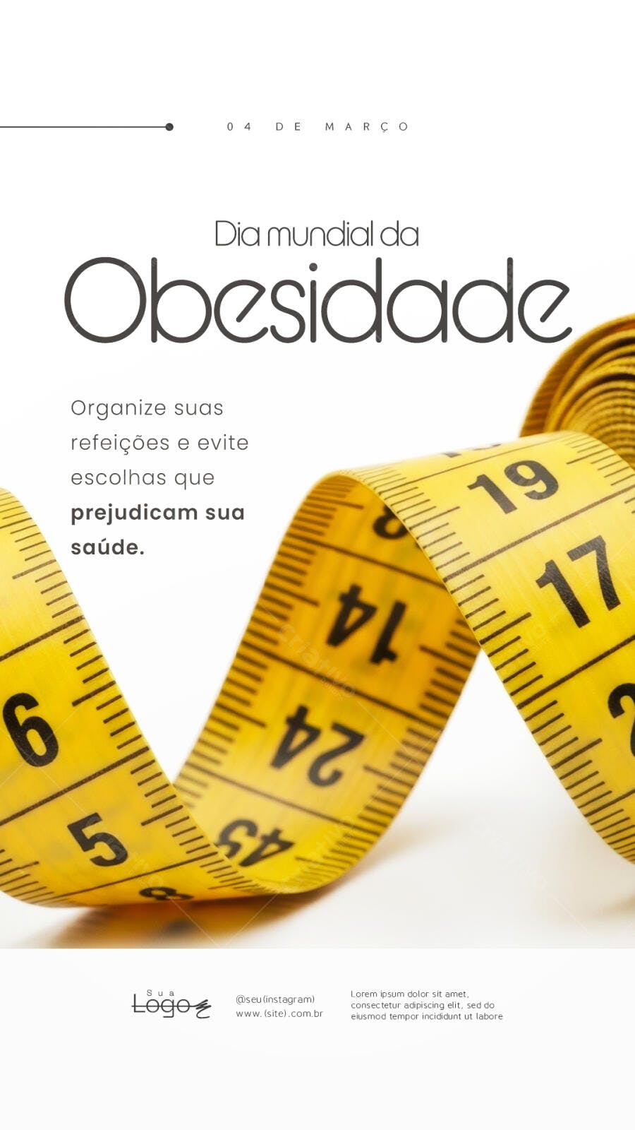 Story Dia Mundial da Obesidade Saúde PSD Editável