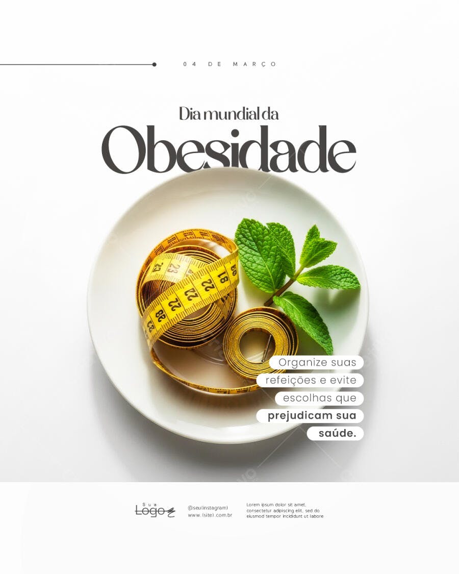 Post Instagram Dia Mundial da Obesidade Nutrição PSD Editável