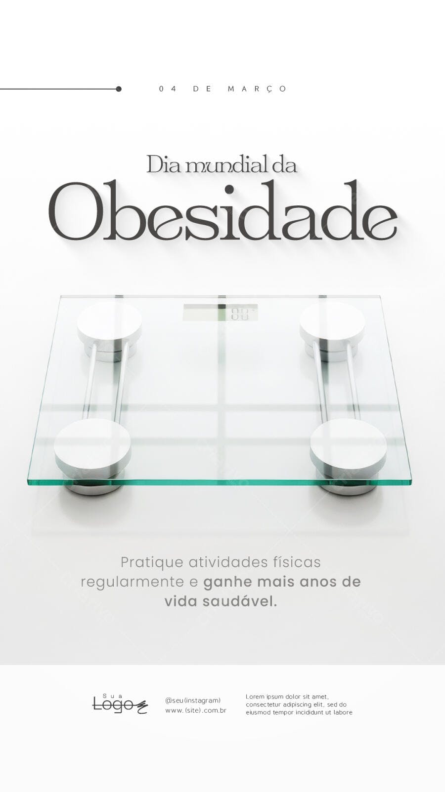 Post Instagram Dia Mundial da Obesidade Saúde PSD Editável