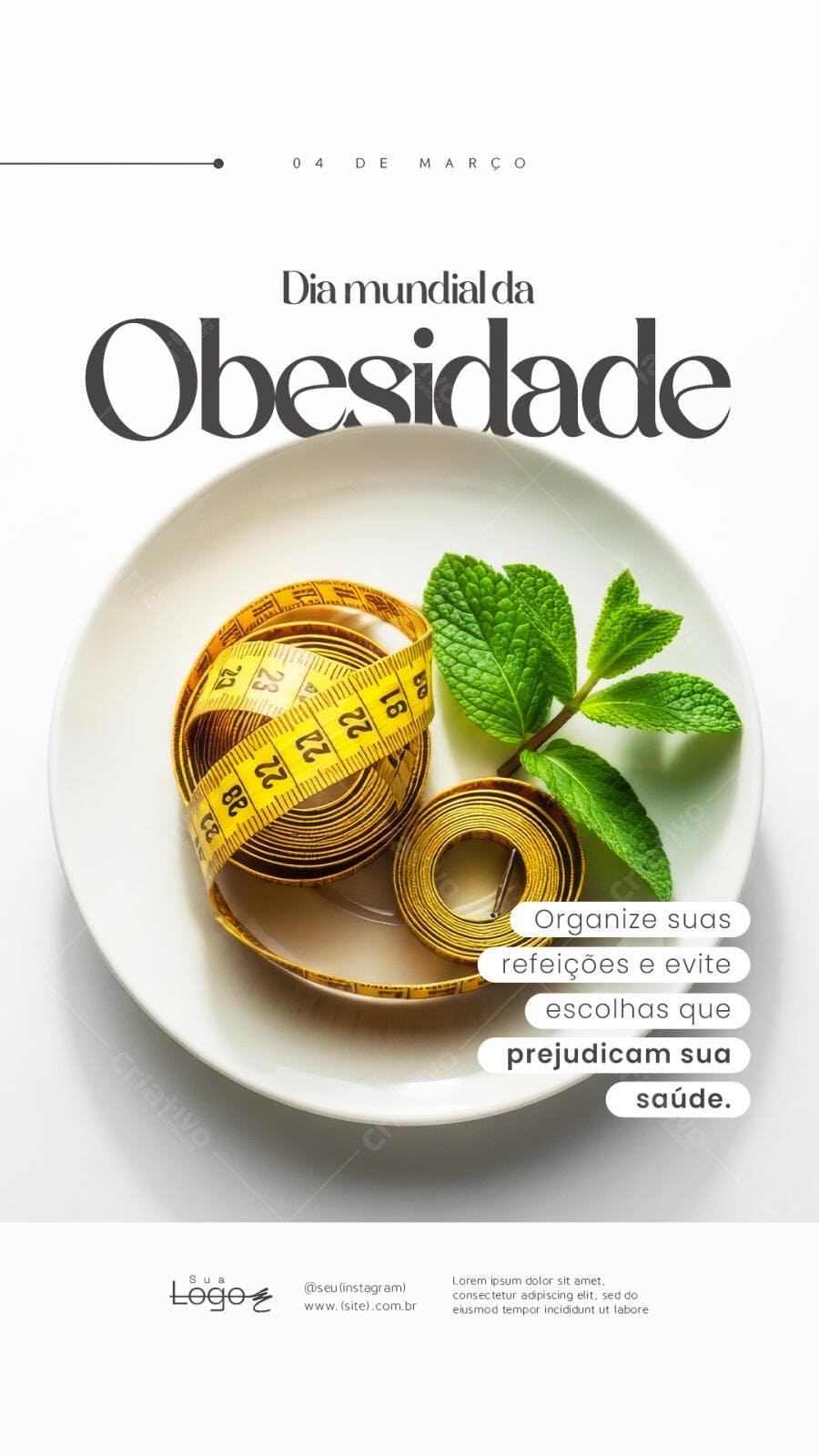 Story Dia Mundial da Obesidade Saúde PSD Editável