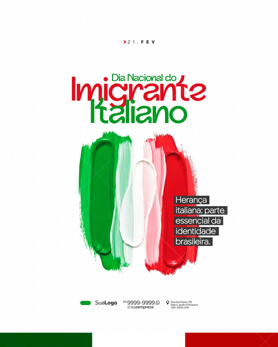 Post Dia Nacional Imigrante Italiano PSD Editável
