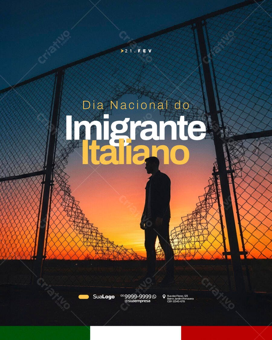 Post Instagram Dia Nacional Imigrante Italiano PSD Editável