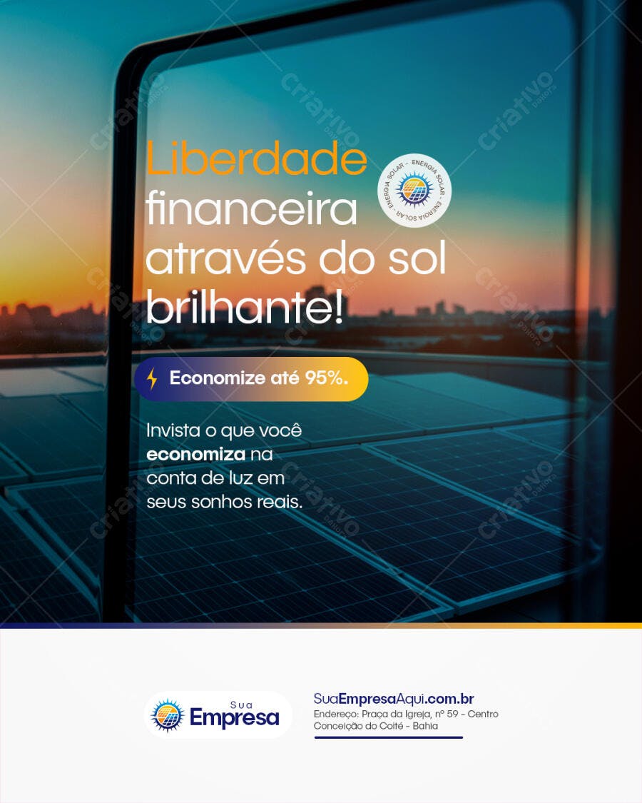 Post Instagram Energia Solar Sustentável PSD Editável