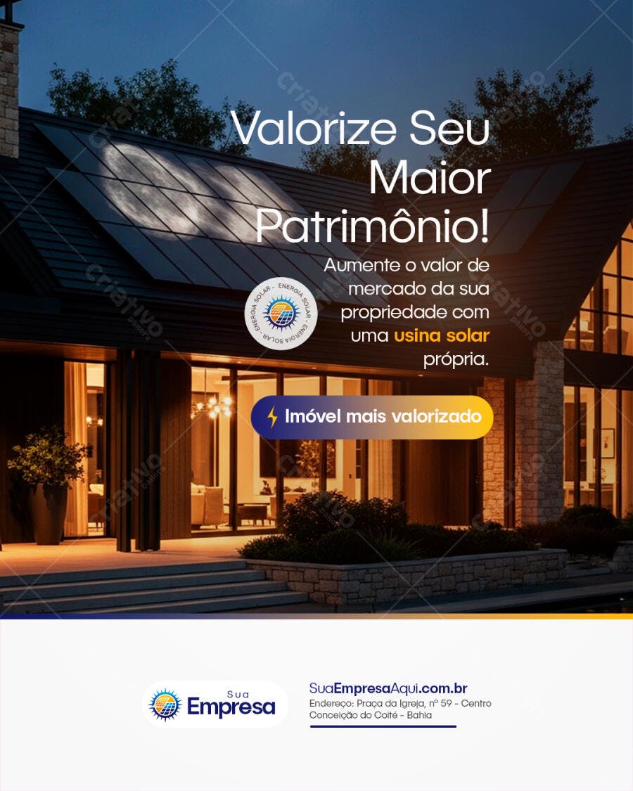 Post Instagram Energia Solar Imóvel PSD Editável