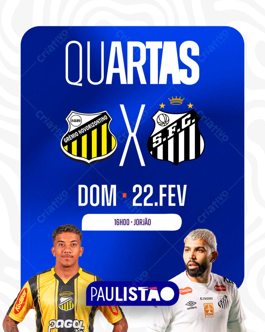 Post Instagram Paulistão Grêmio Novorizontino x Santos PSD Editável