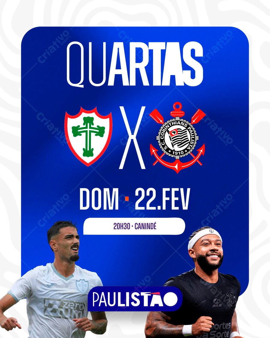 Post Instagram Jogo Futebol Corinthians Paulista PSD Editável