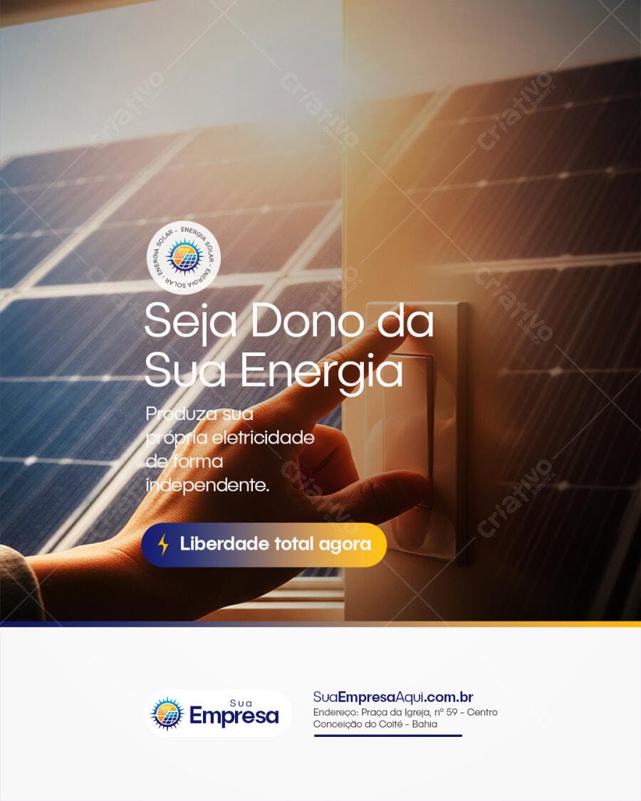 Post Instagram Energia Solar Sustentabilidade PSD Editável