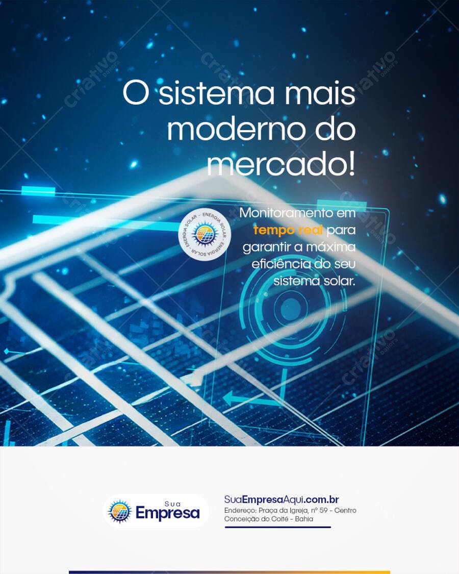 Post Instagram Energia Solar Sistema Moderno PSD Editável