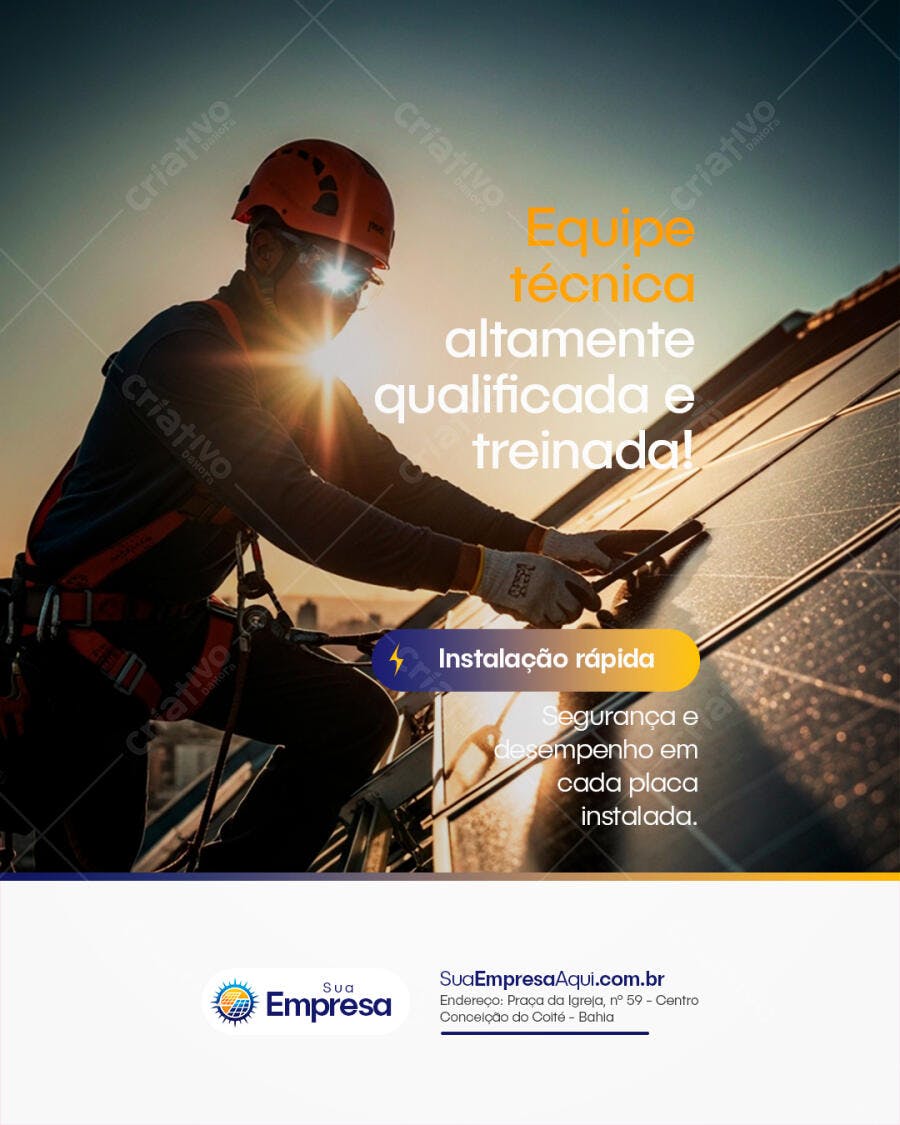 Flyer Energia Solar Instalação Painéis PSD Editável