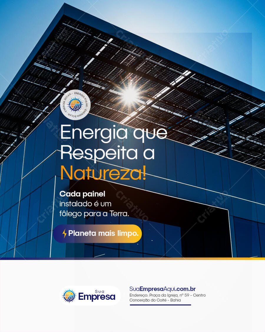 Post Instagram Energia Solar Sustentabilidade PSD Editável