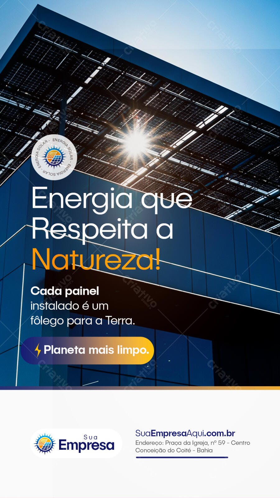 Post Instagram Energia Solar Sustentável PSD Editável