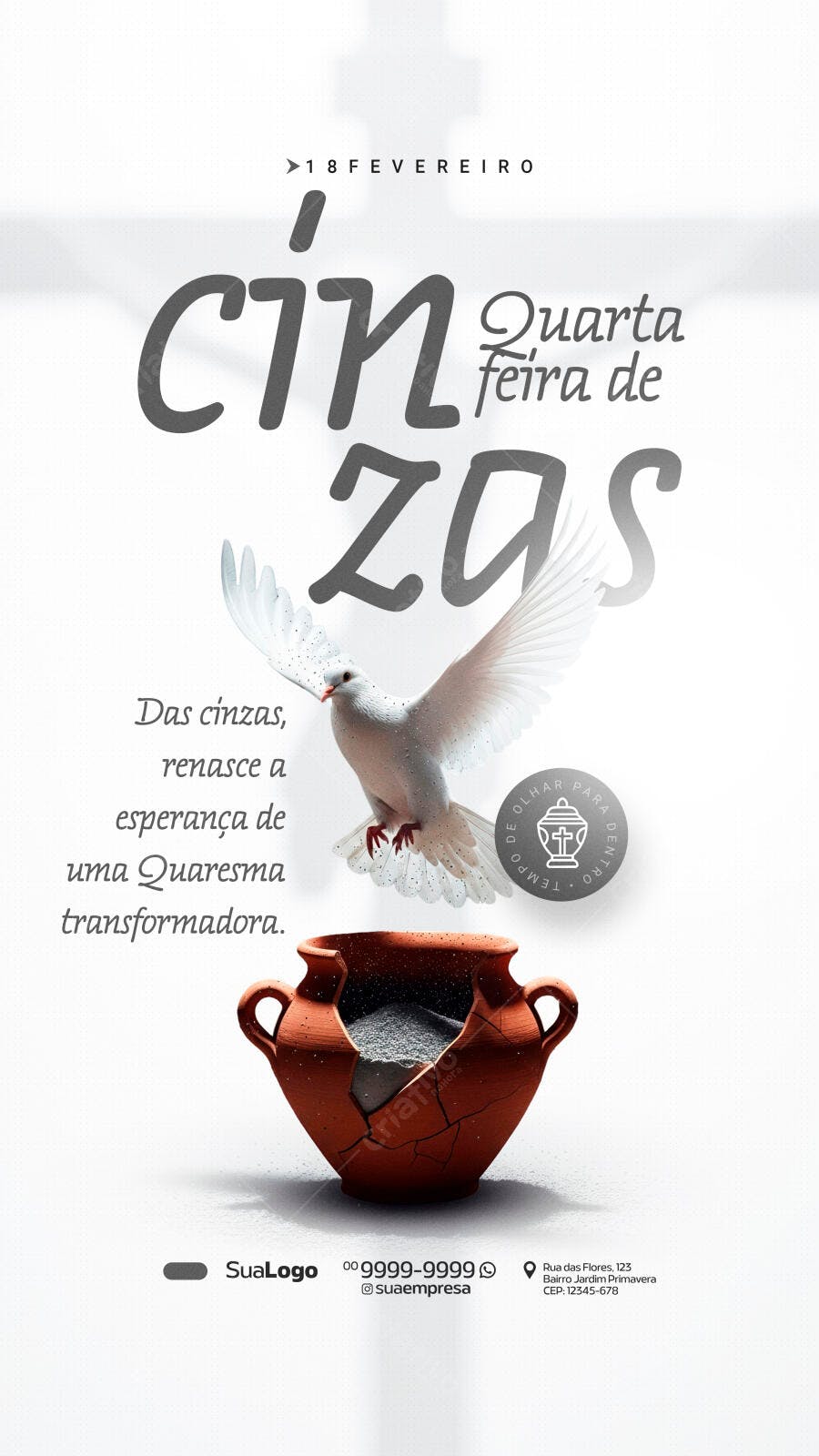 Post Instagram Quarta-feira de Cinzas Fevereiro PSD Editável