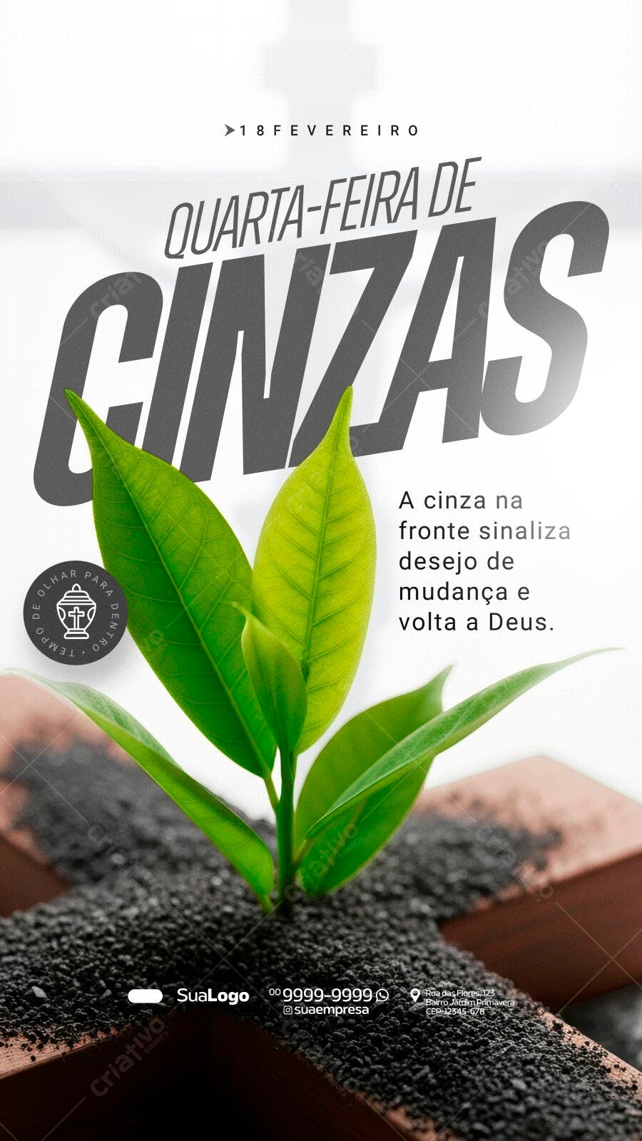 Post Instagram Quarta-feira de Cinzas Fevereiro PSD Editável