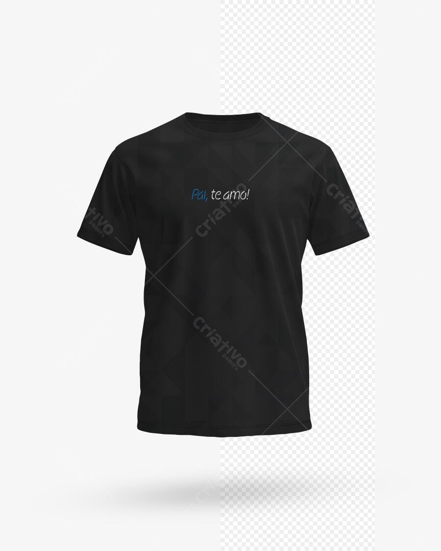 Mockup Camiseta Preta Frente Fundo Branco Editável