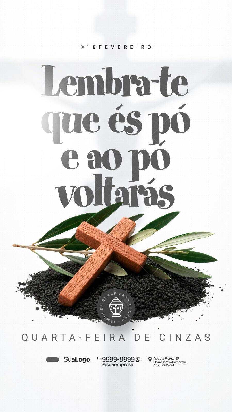 Post Instagram Quarta-feira de Cinzas Fevereiro PSD Editável