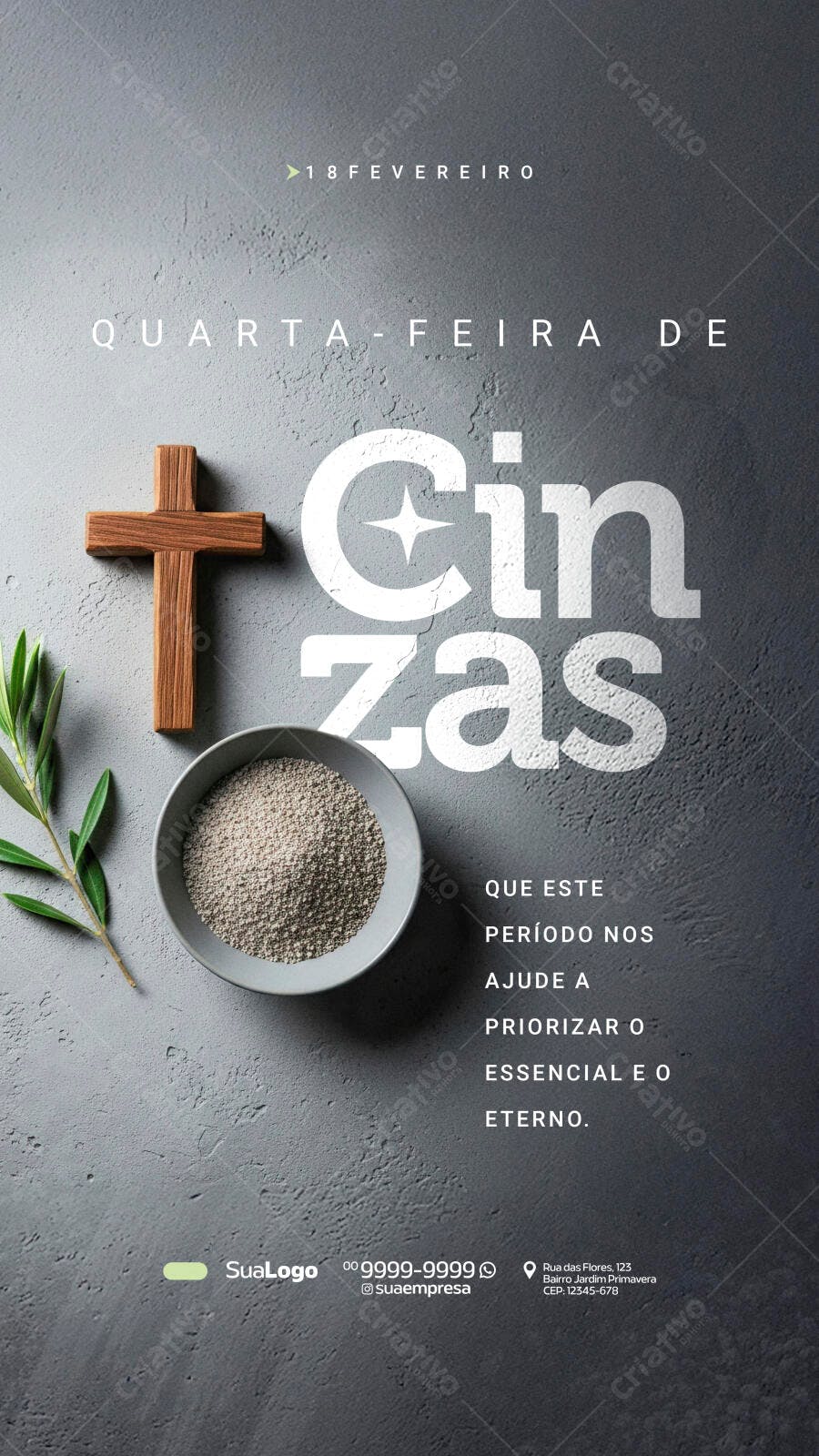 Story Quarta-feira de Cinzas Fevereiro PSD Editável