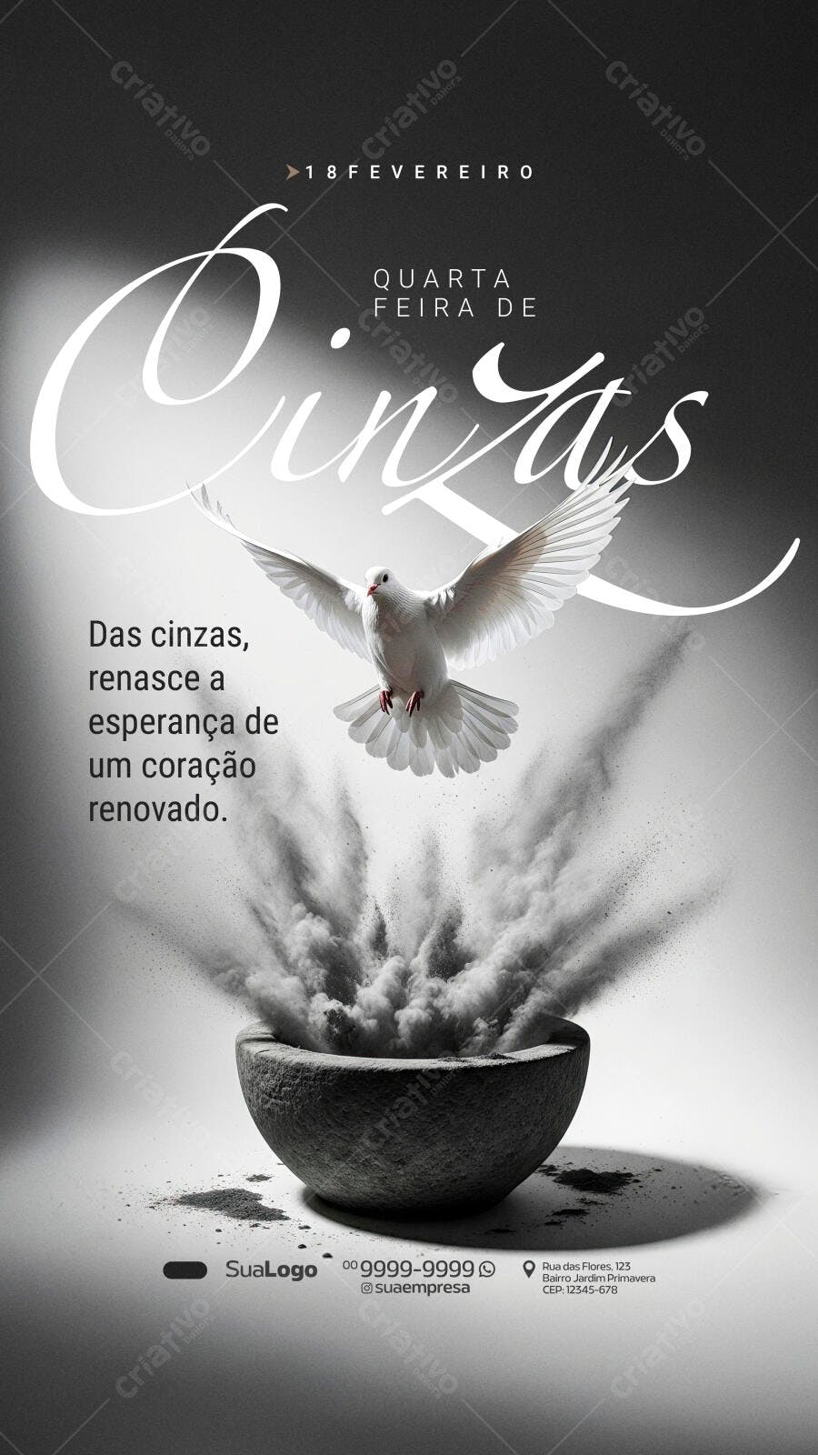 Story Instagram Quarta-feira de Cinzas Fevereiro PSD Editável
