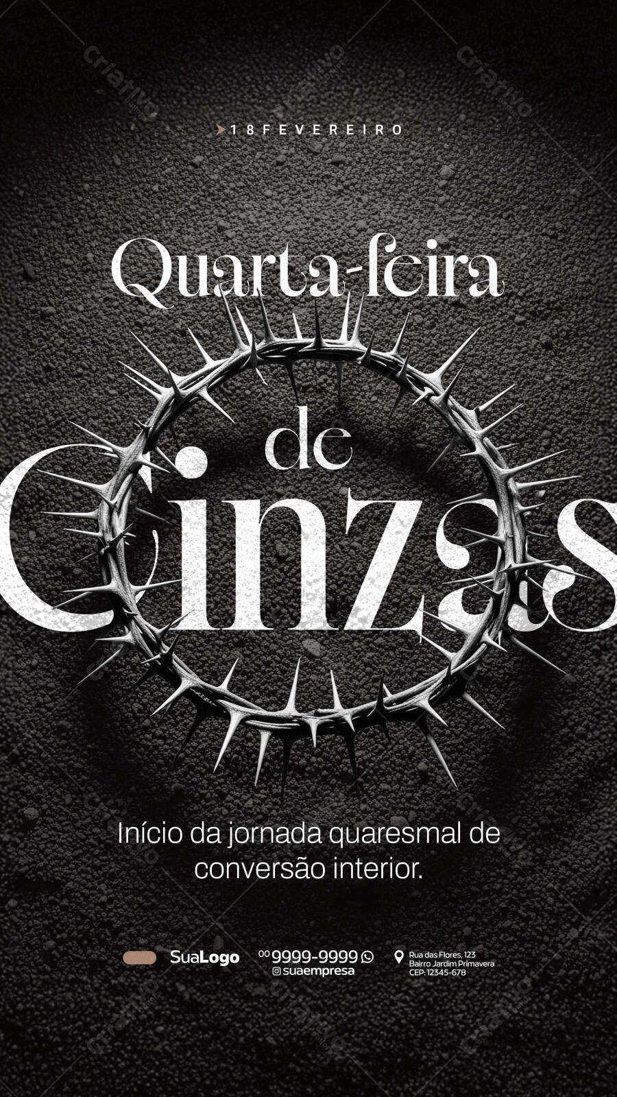 Story Quarta-feira de Cinzas Fevereiro PSD Editável
