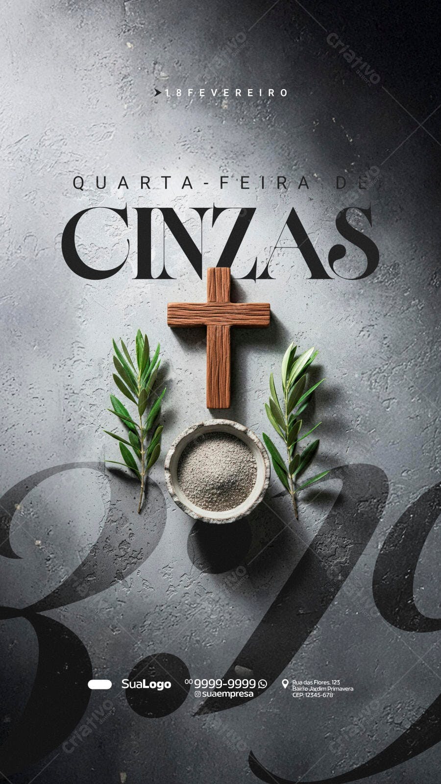 Story Quarta-feira de Cinzas Fevereiro PSD Editável