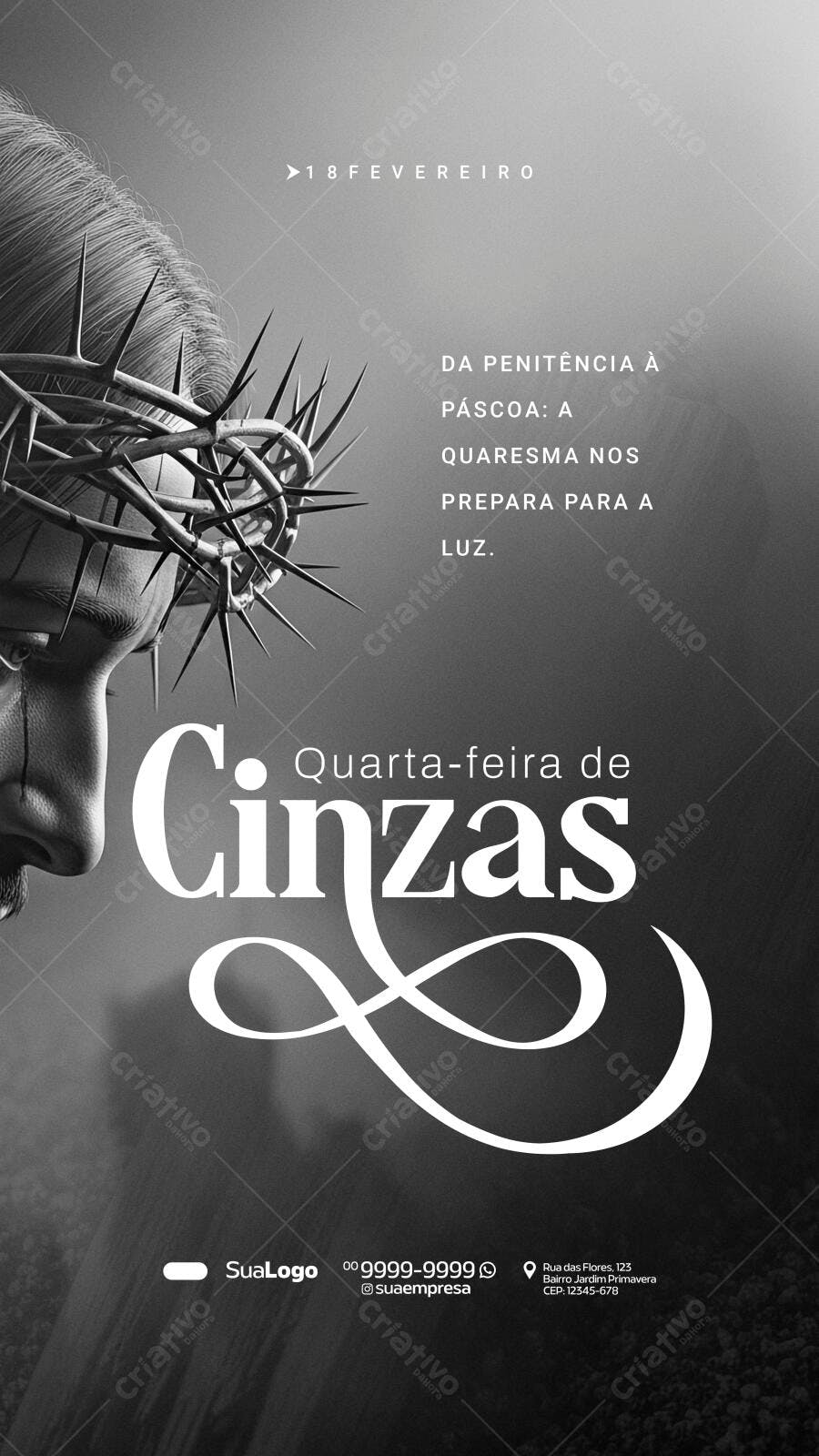 Story Quarta-feira de Cinzas Fevereiro PSD Editável