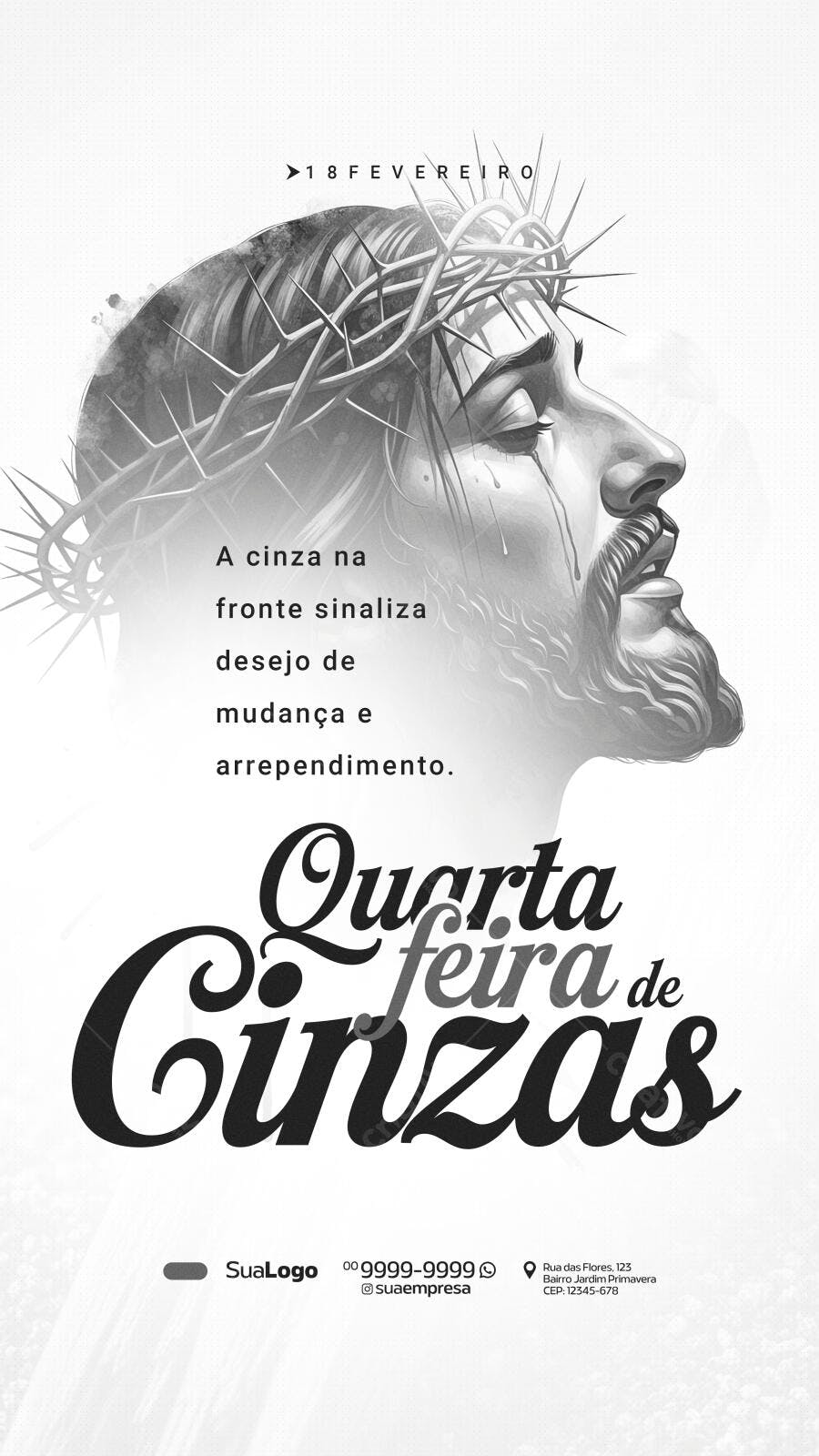 Story Quarta-feira de Cinzas PSD Editável