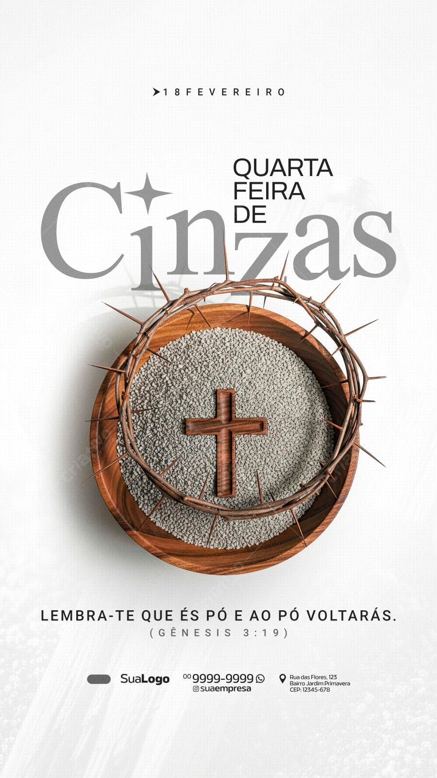 Post Instagram Quarta-feira de Cinzas Igreja PSD Editável