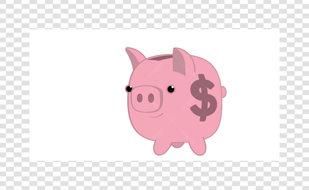 Ilustração Cofrinho Porquinho Rosa Símbolo Dólar PNG Fundo Transparente