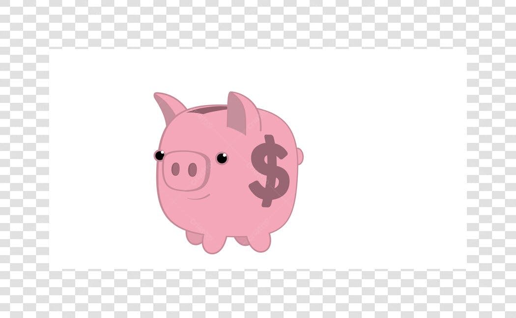 Ilustração Porquinho Mealheiro Dinheiro PNG Fundo Transparente