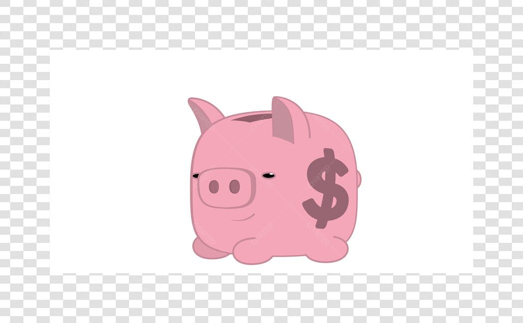 Ilustração Cofrinho Porquinho Rosa Economia PNG Fundo Transparente