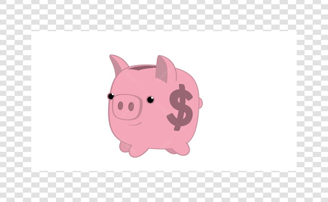 Ilustração Cofrinho Porquinho Rosa Símbolo Dólar PNG Fundo Transparente