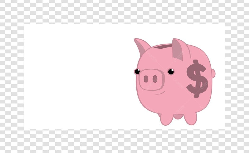 Ilustração Porquinho Cofre Dinheiro Rosa PNG Fundo Transparente