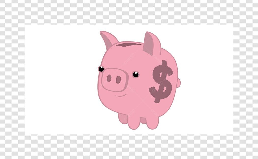 Clipart Porquinho Rosa Dinheiro Finanças PNG Fundo Transparente