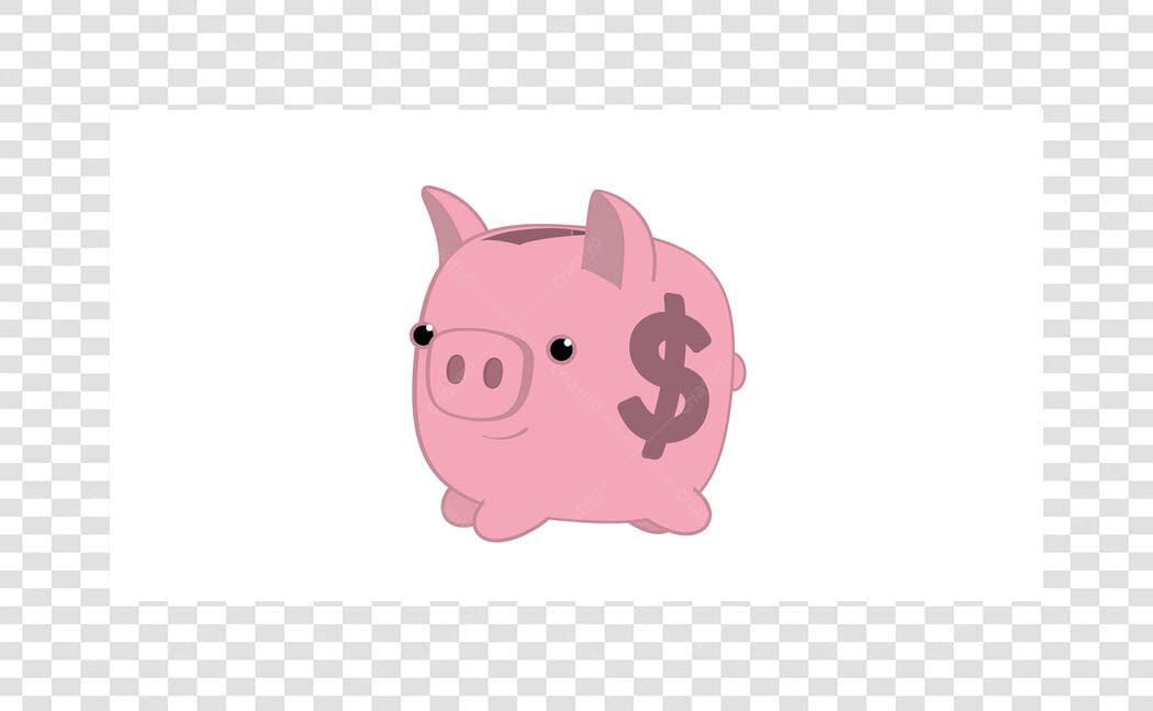 Ilustração Cofrinho Porquinho Rosa Dinheiro PNG Fundo Transparente