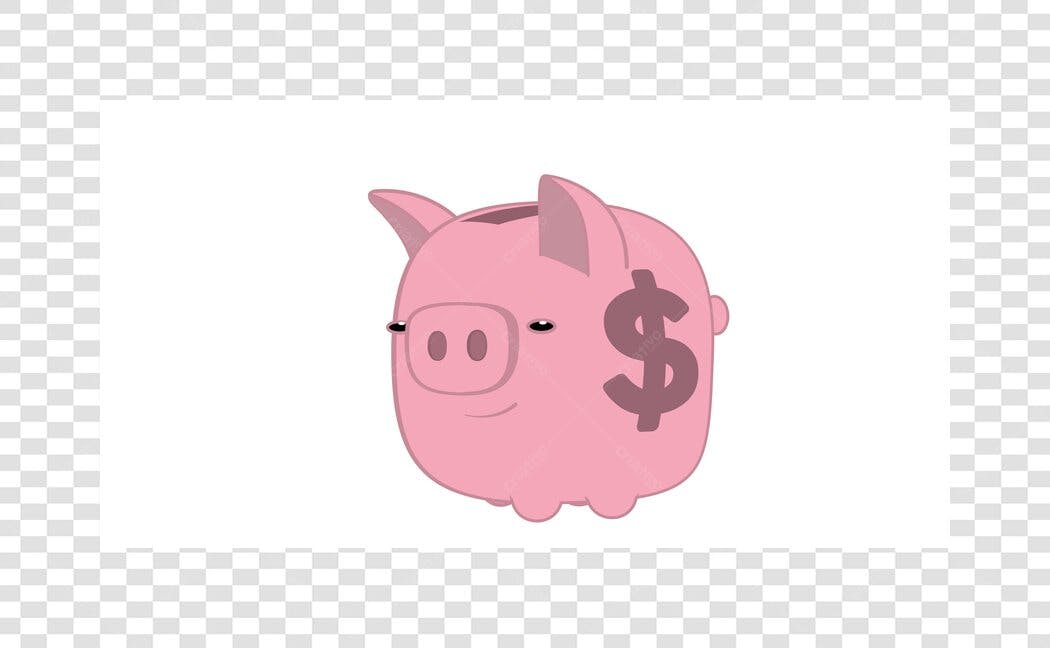 Ilustração Porquinho Mealheiro Dinheiro PNG Fundo Transparente