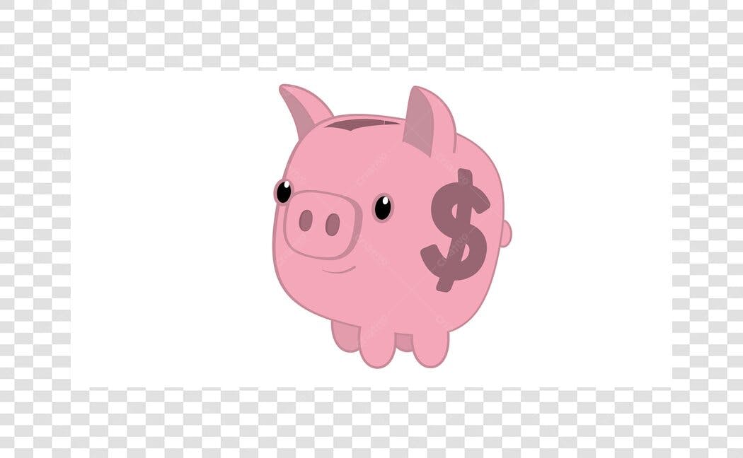 Clipart Cofrinho Porquinho Dinheiro Rosa PNG Fundo Transparente