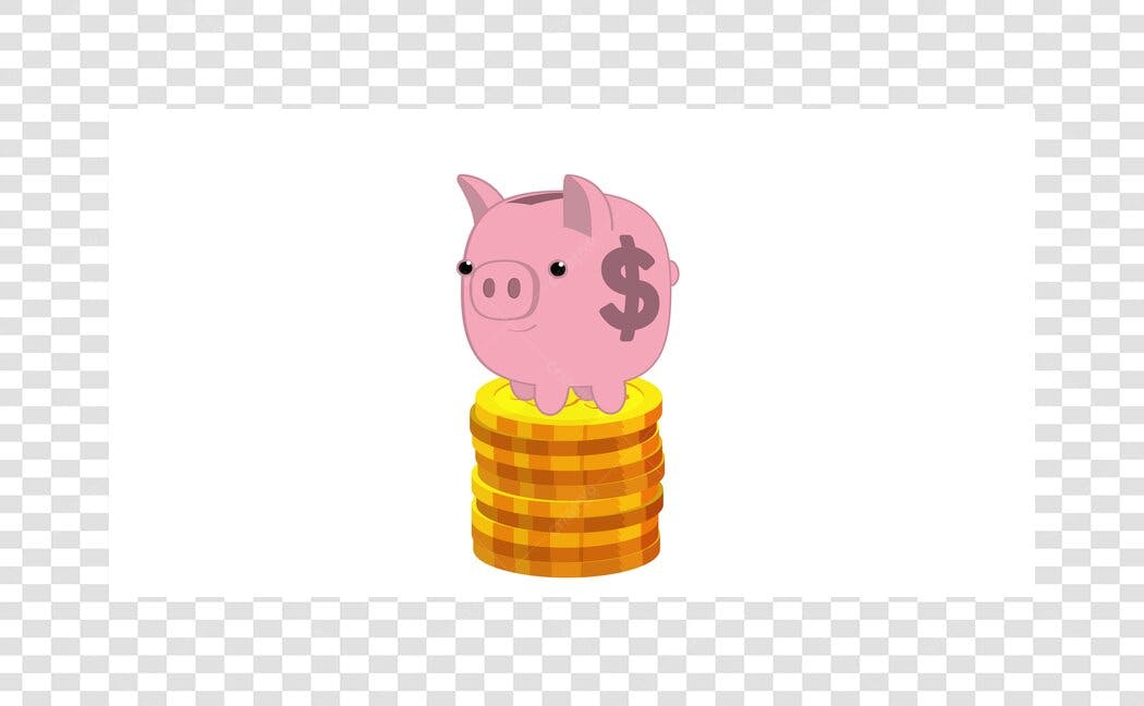 Ilustração Cofrinho Porquinho Dólar Moedas PNG Fundo Transparente