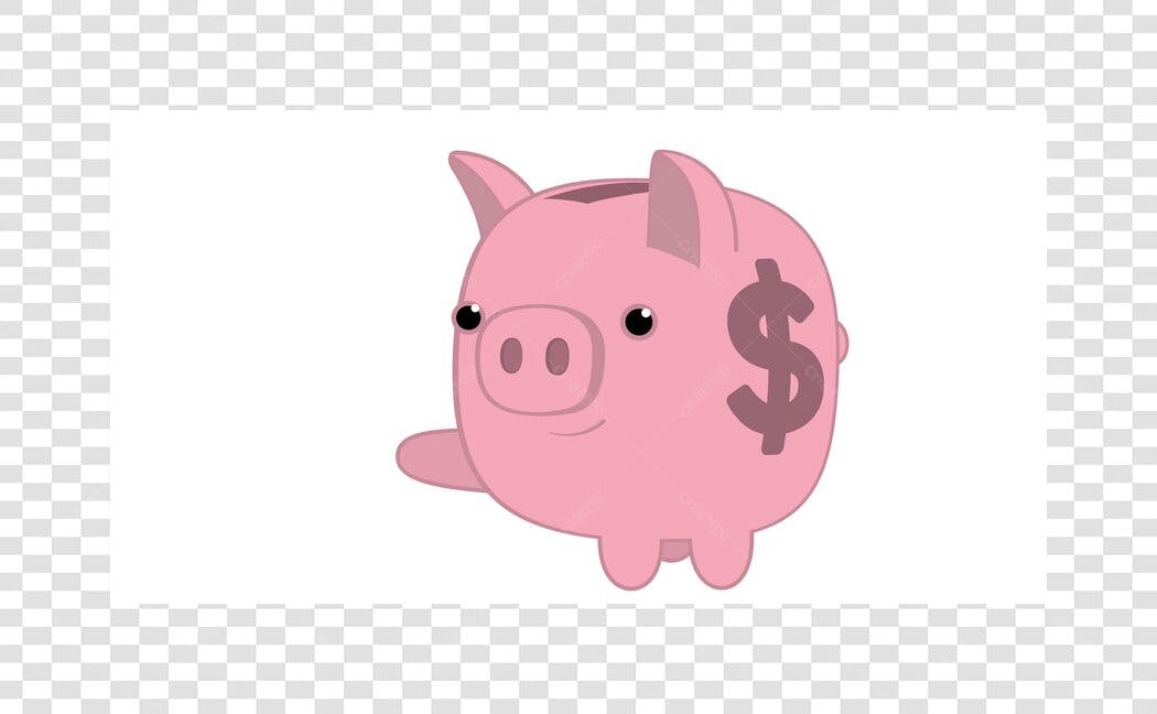 Ilustração Porquinho Rosa Dinheiro Economia PNG Fundo Transparente