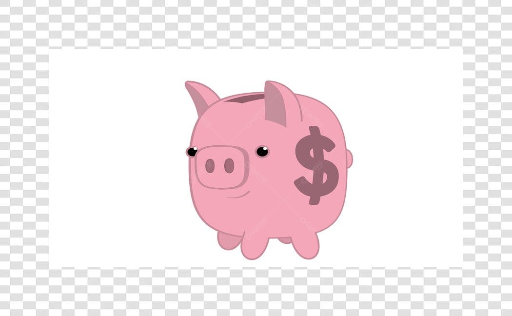 Clipart Cofrinho Porquinho Rosa Dinheiro PNG Fundo Transparente