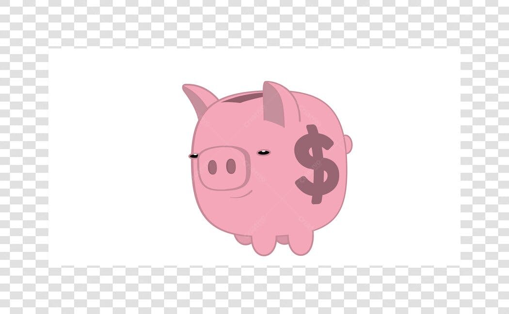 Ilustração Porquinho Mealheiro Dinheiro PNG Fundo Transparente