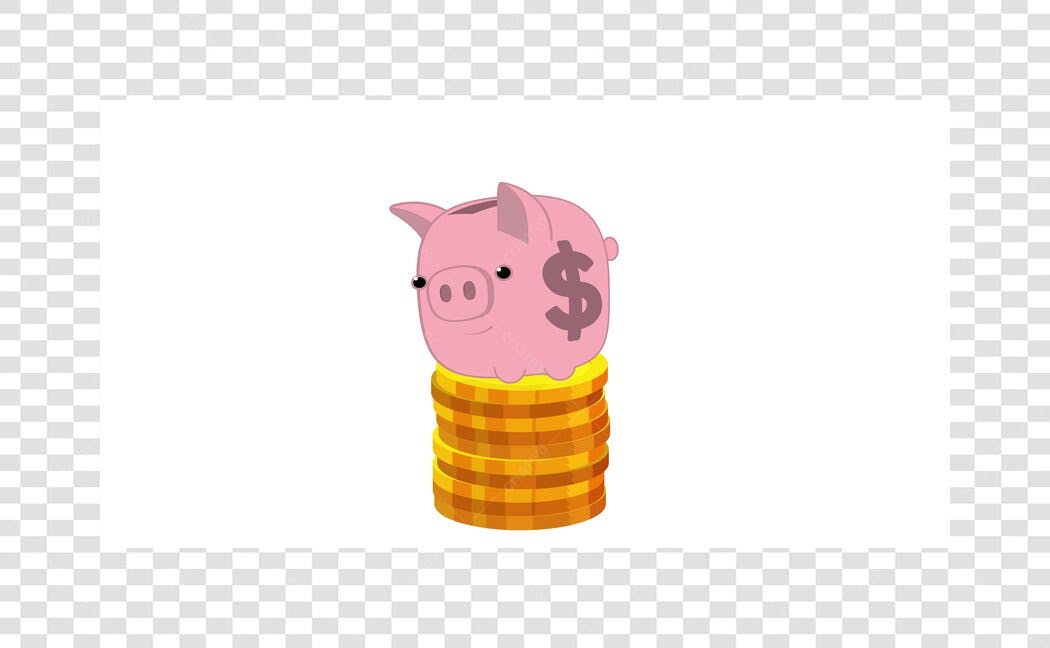 Ilustração Cofrinho Porquinho Dólar Moedas PNG Fundo Transparente