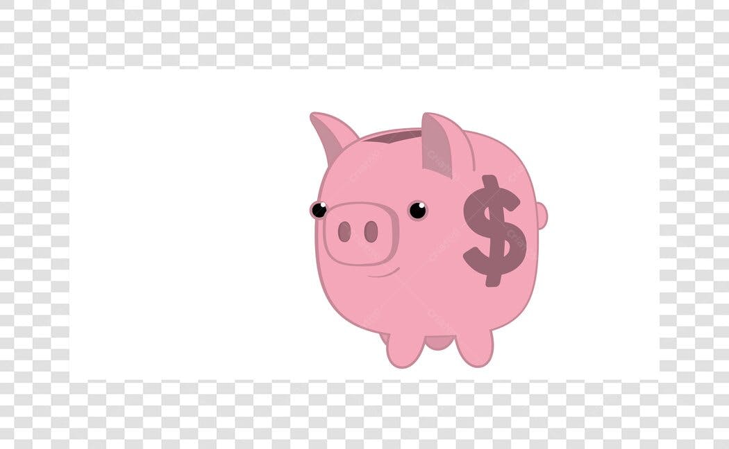 Ilustração Porquinho Mealheiro Dinheiro PNG Fundo Transparente